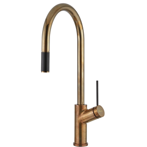 OLIVERI VILO PULL OUT KITCHEN MIXER 464MM NATURAL BRASS