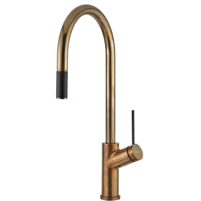 OLIVERI VILO PULL OUT KITCHEN MIXER 464MM NATURAL BRASS