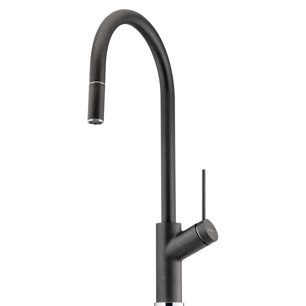 OLIVERI VILO PULL OUT KITCHEN MIXER 464MM BLACK GRANITE