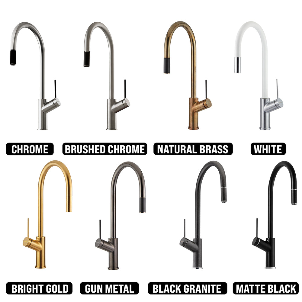 OLIVERI VILO PULL OUT KITCHEN MIXER 464MM NATURAL BRASS