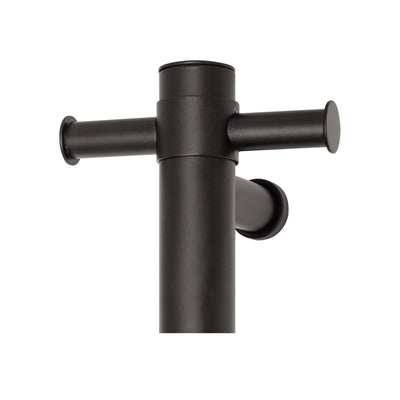 THERMOGROUP SLIMLINE ROUND VERTICAL HEATED SINGLE TOWEL RAIL MATTE BLACK 900MM