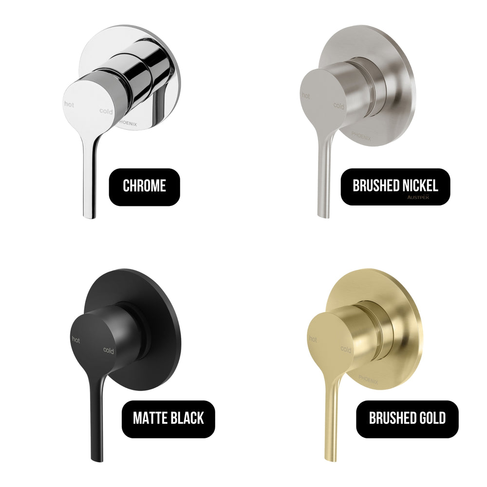 PHOENIX VIVID SLIMLINE SWITCHMIX LEAD FREE SHOWER AND WALL MIXER BRUSHED NICKEL