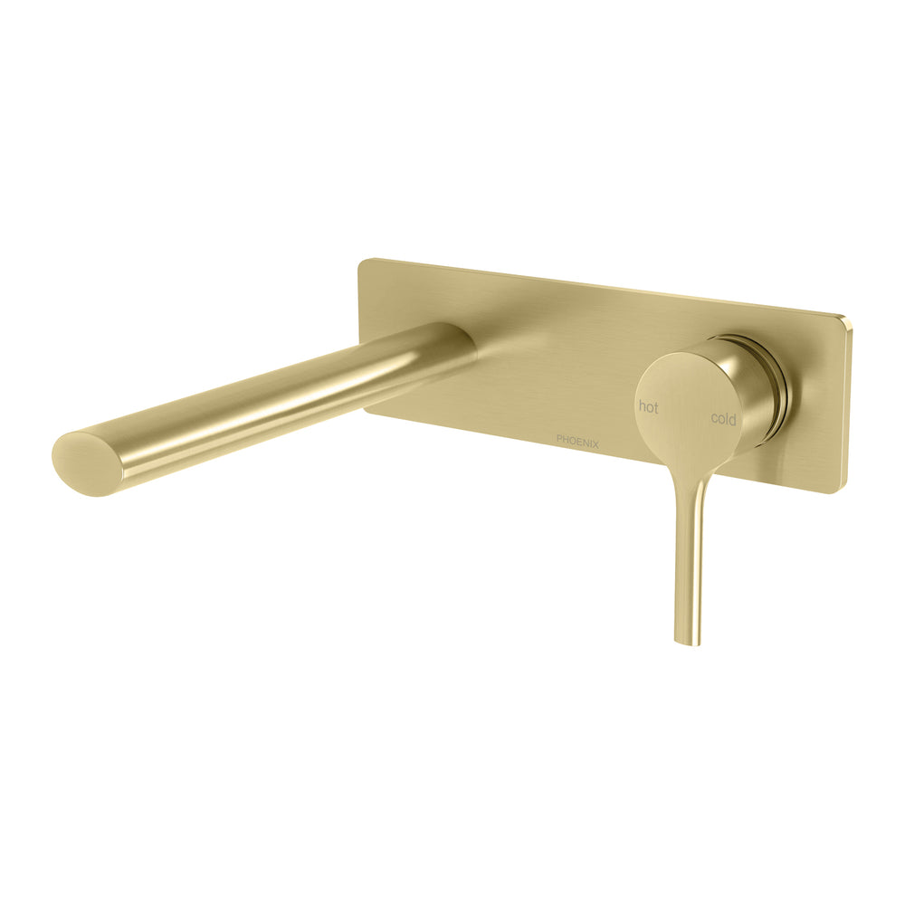 PHOENIX VIVID SLIMLINE SWITCHMIX WALL BASIN / BATH MIXER SET COMPLETE KIT 175MM BRUSHED GOLD