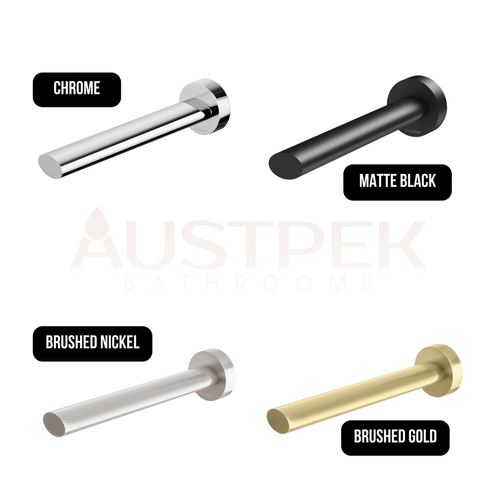 PHOENIX VIVID SLIMLINE OVAL WALL BASIN OUTLET 180MM BRUSHED NICKEL