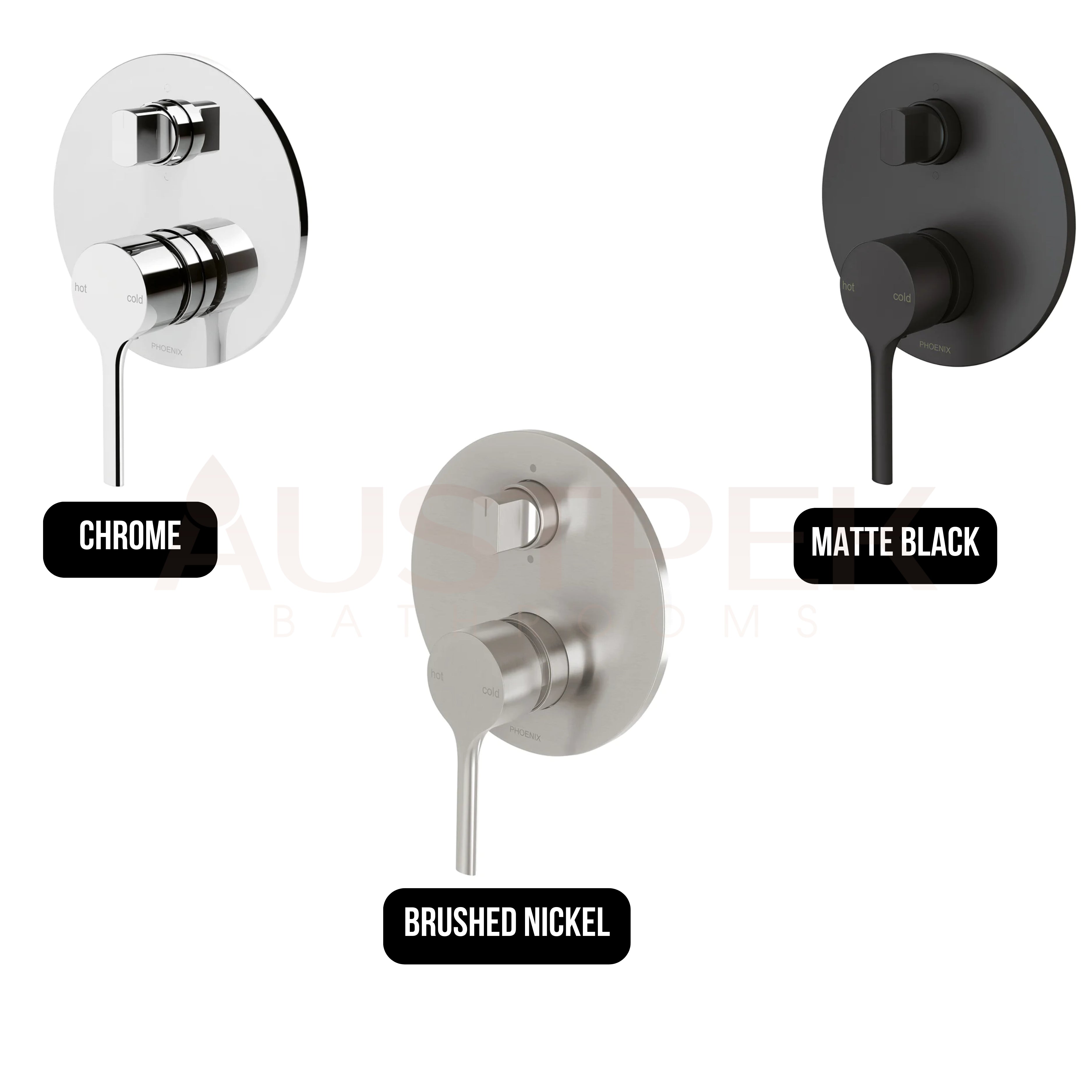 PHOENIX VIVID SLIMLINE OVAL SHOWER / BATH DIVERTER MIXER BRUSHED NICKEL