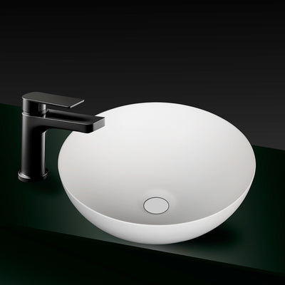 KASKADE VXA22 ROUND ABOVE COUNTER STONE BASIN MATTE WHITE 350MM
