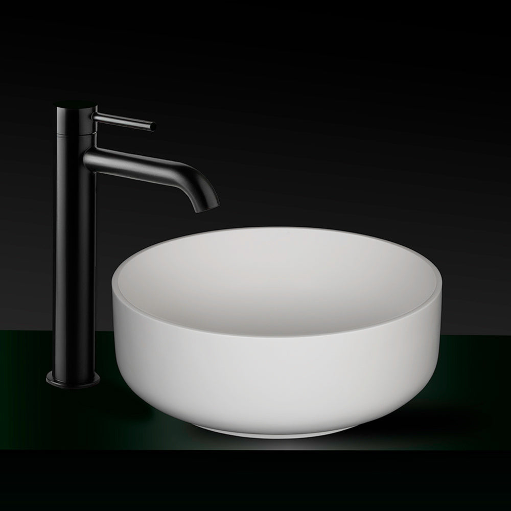 KASKADE KOLO VXA385 ROUND ABOVE COUNTER STONE BASIN MATTE WHITE 385MM