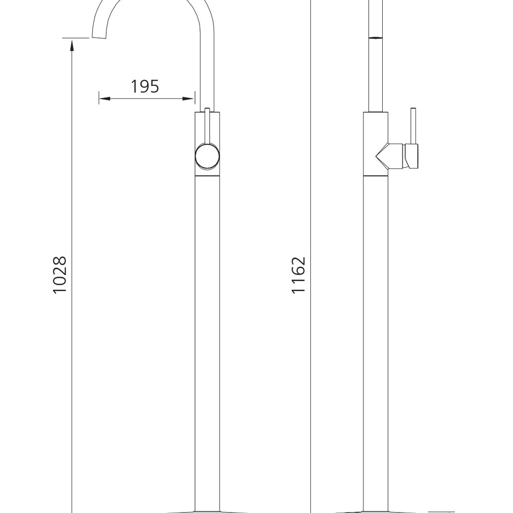 OLIVERI VENICE BATH FILLER 1162MM CHROME