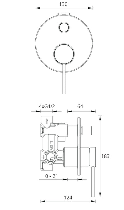 OLIVERI VENICE WALL MIXER WITH DIVERTER 183MM CHROME