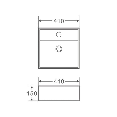 MERCIO VENTO SQUARE WALL HUNG BASIN GLOSS WHITE 410MM