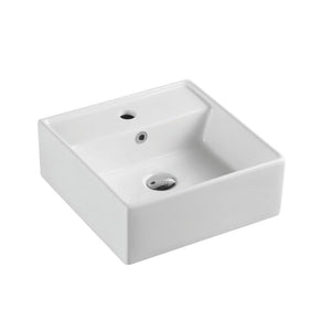 MERCIO VENTO SQUARE WALL HUNG BASIN GLOSS WHITE 410MM