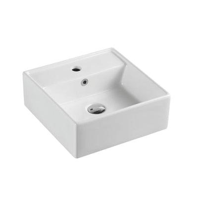 MERCIO VENTO SQUARE WALL HUNG BASIN GLOSS WHITE 410MM