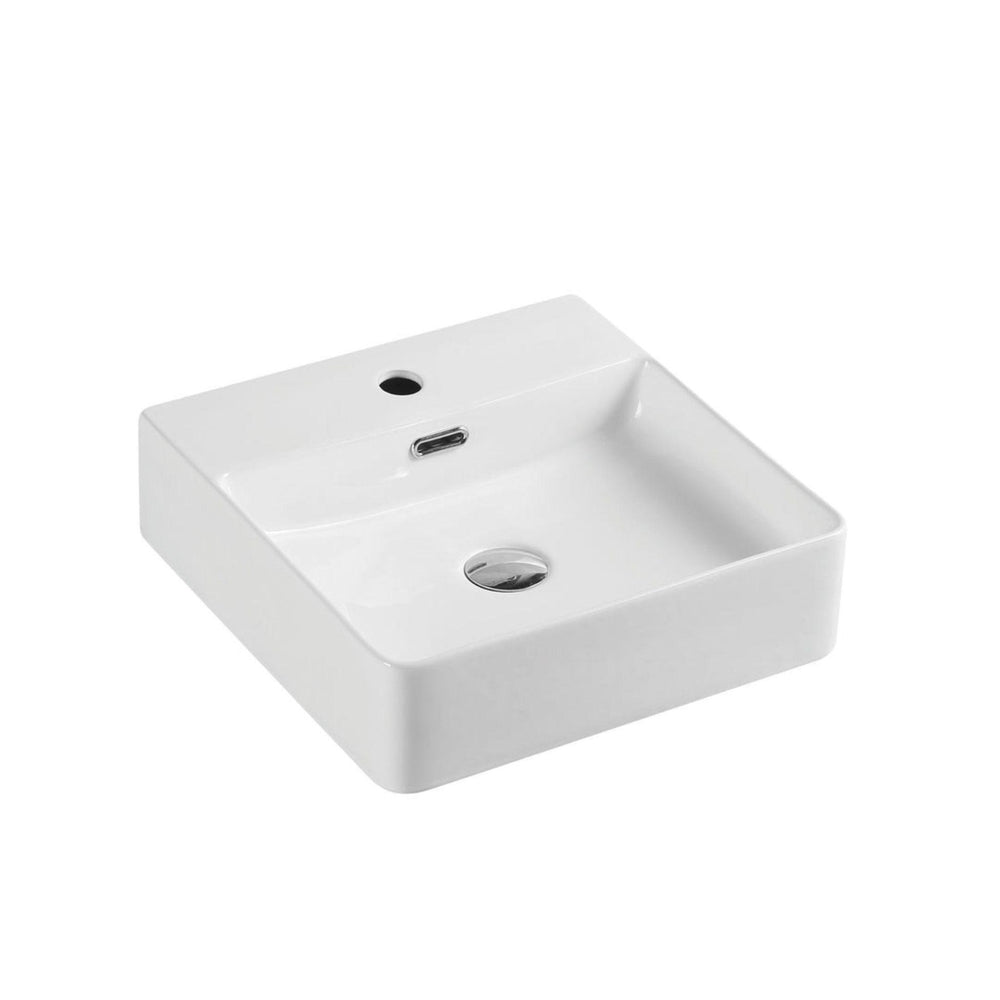 MERCIO VENTO SQUARE WALL HUNG BASIN GLOSS WHITE 420MM