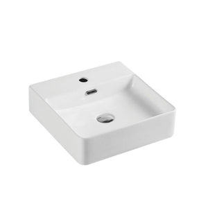 MERCIO VENTO SQUARE WALL HUNG BASIN GLOSS WHITE 420MM