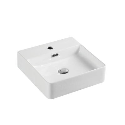 MERCIO VENTO SQUARE WALL HUNG BASIN GLOSS WHITE 420MM