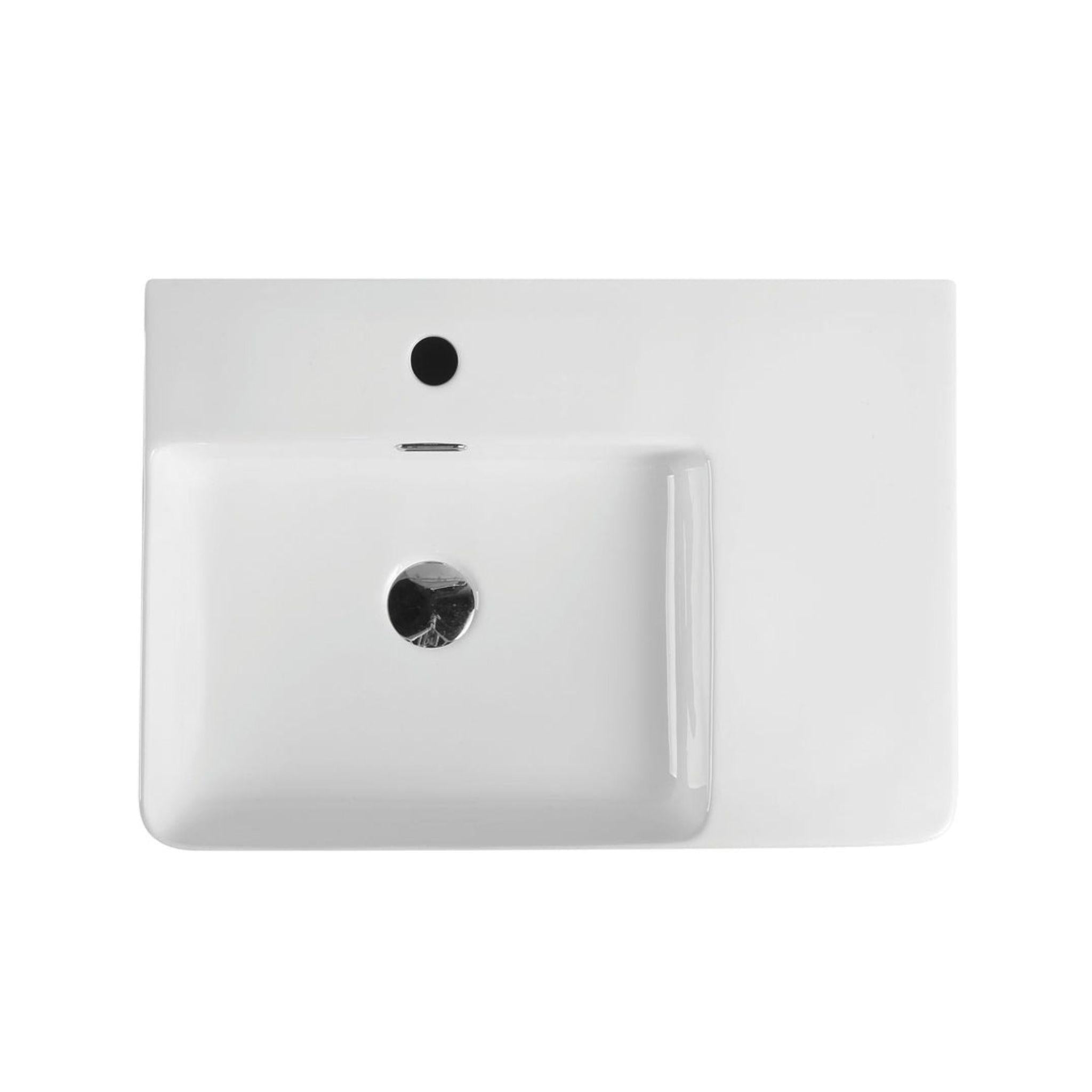 MERCIO VENTO RECTANGULAR WALL HUNG LEFT HAND BASIN GLOSS WHITE 605MM