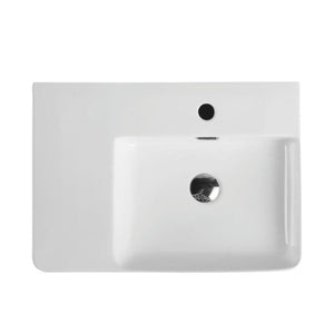 MERCIO VENTO RECTANGULAR WALL HUNG RIGHT HAND BASIN GLOSS WHITE 605MM