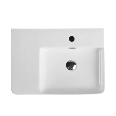 MERCIO VENTO RECTANGULAR WALL HUNG RIGHT HAND BASIN GLOSS WHITE 605MM