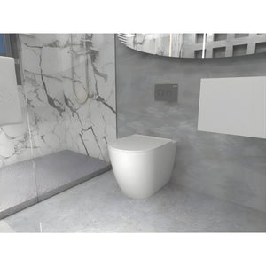 ZUMI VENUS RIMLESS WALL FACED FLOOR PAN WITH R&T IN WALL CISTERN & FLUSH BUTTON PACKAGE GLOSS WHITE
