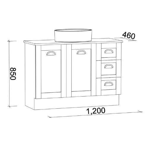 TIMBERLINE VICTORIA CUSTOM FLOOR STANDING VANITY (ALL SIZING)