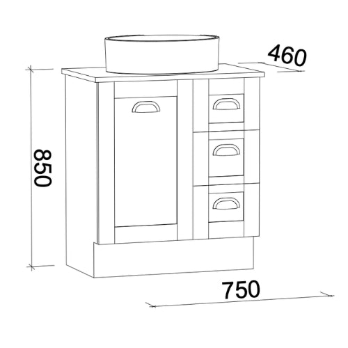 TIMBERLINE VICTORIA CUSTOM FLOOR STANDING VANITY (ALL SIZING)