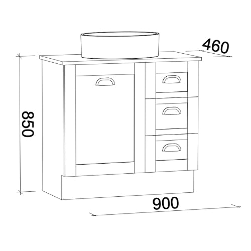 TIMBERLINE VICTORIA CUSTOM FLOOR STANDING VANITY (ALL SIZING)