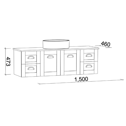 TIMBERLINE VICTORIA CUSTOM WALL HUNG VANITY (ALL SIZING)