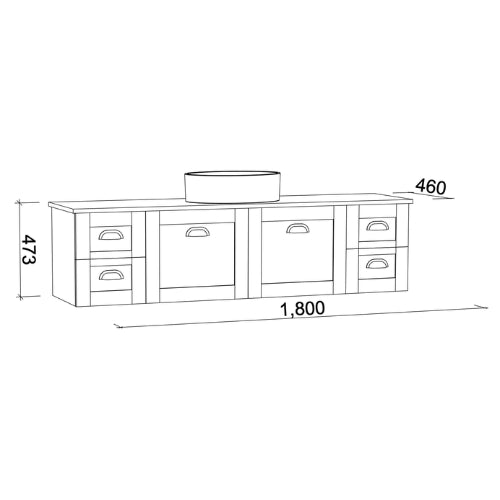 TIMBERLINE VICTORIA CUSTOM WALL HUNG VANITY (ALL SIZING)