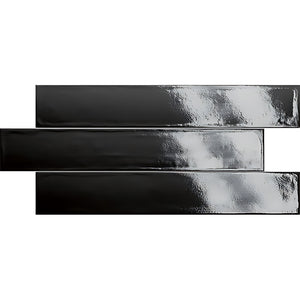 EVERSTONE VICTORY BLACK GLOSSY 370X61MM PLANK TILE (PER BOX)