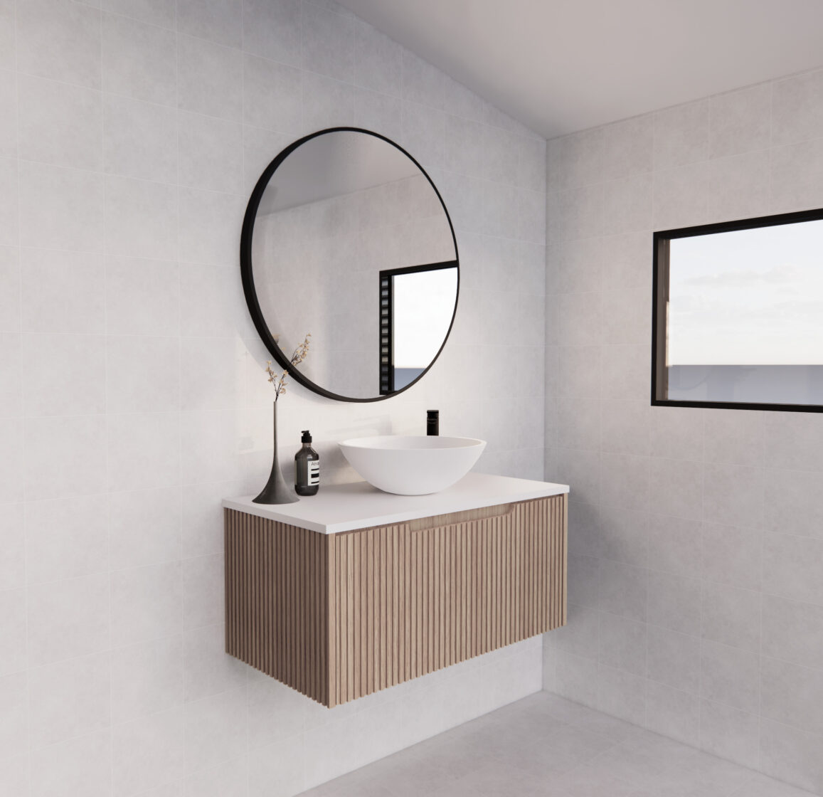 RIVA VIENNA AMERICAN OAK 900MM SINGLE BOWL WALL HUNG VANITY