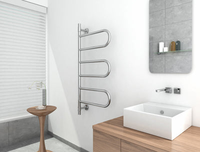 THERMOGROUP JEEVES TANGENT W SWIVEL HEATED TOWEL RAIL STAINLESS STEEL 1100MM