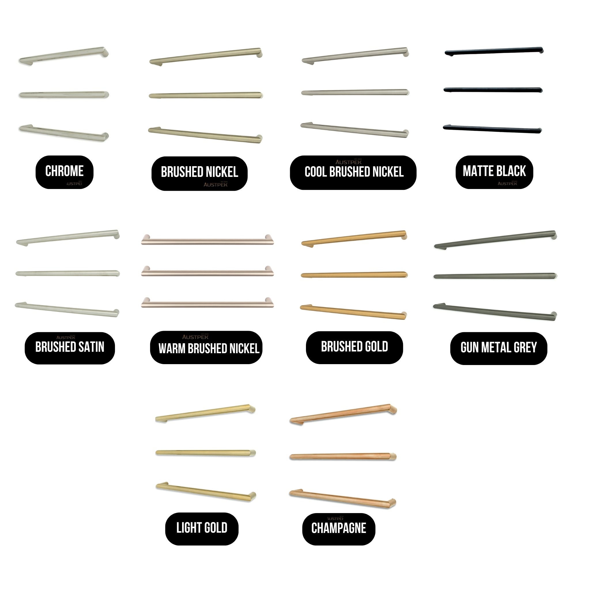 RADIANT HEATING LOW VOLTAGE SINGLE ROUND HEATED TOWEL RAIL BRUSHED GOLD (AVAILABLE IN 650MM AND 800MM)