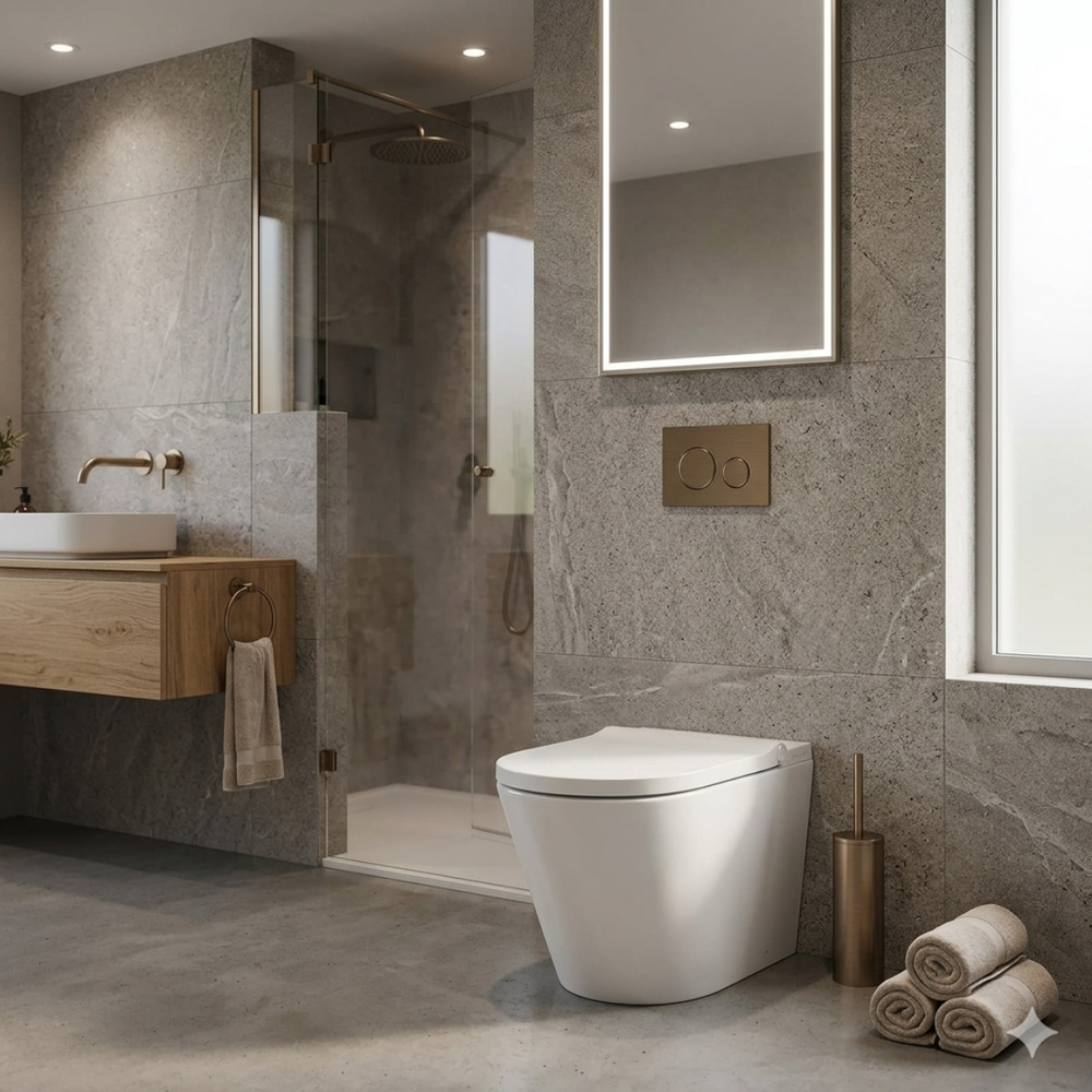 VEROTTI ETERNITY X INTEGRATED INTELLIGENT WALL FACED TOILET AND REMOTE WASHLET PACKAGE GLOSS WHITE
