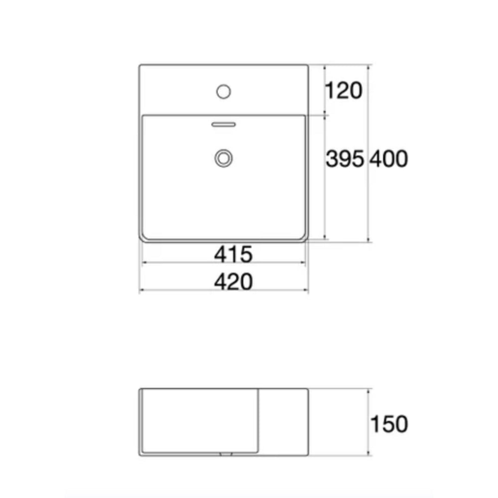 CLAYA SQUARE WALL HUNG BASIN GLOSS WHITE 420MM