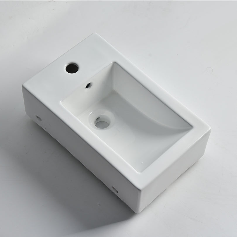 CLAYA RECTANGULAR WALL HUNG BASIN LEFT HAND GLOSS WHITE 460MM