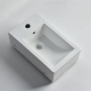 CLAYA RECTANGULAR WALL HUNG BASIN LEFT HAND GLOSS WHITE 460MM