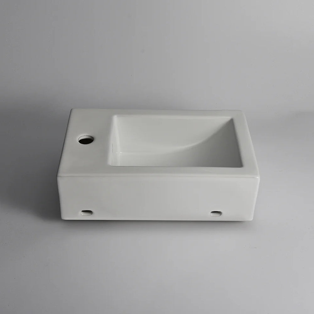 CLAYA RECTANGULAR WALL HUNG BASIN RIGHT HAND GLOSS WHITE 460MM