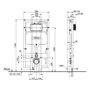 TOTO AUTO FLUSH CONCEALED CISTERN WITH FRAME FOR WALL HUNG PAN