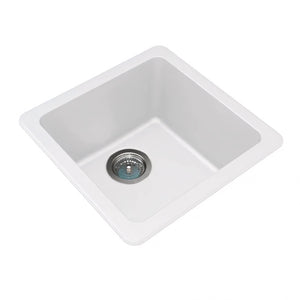 AQUAPERLA QUARTZ STONE SINGLE BOWL KITCHEN SINK WHITE 422MM