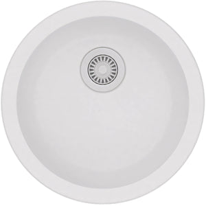 AQUAPERLA T304 SINGLE BOWL GRANITE QUARTZ STONE KITCHEN SINK WHITE 460MM