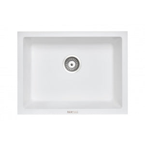 AQUAPERLA SINGLE BOWL KITCHEN SINK WHITE GRANITE 610MM