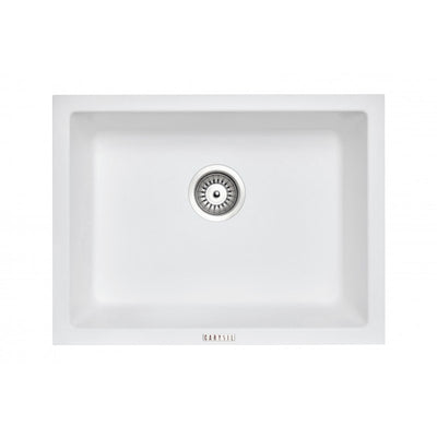 AQUAPERLA SINGLE BOWL KITCHEN SINK WHITE GRANITE 610MM
