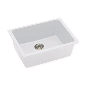 AQUAPERLA  QUARTZ STONE SINGLE BOWL KITCHEN SINK WHITE 635MM