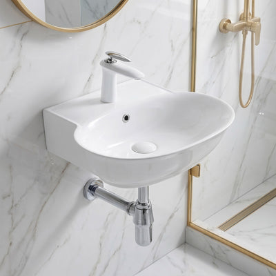 VITO WALL HUNG BASIN WITH OVERFLOW GLOSS WHITE 500MM