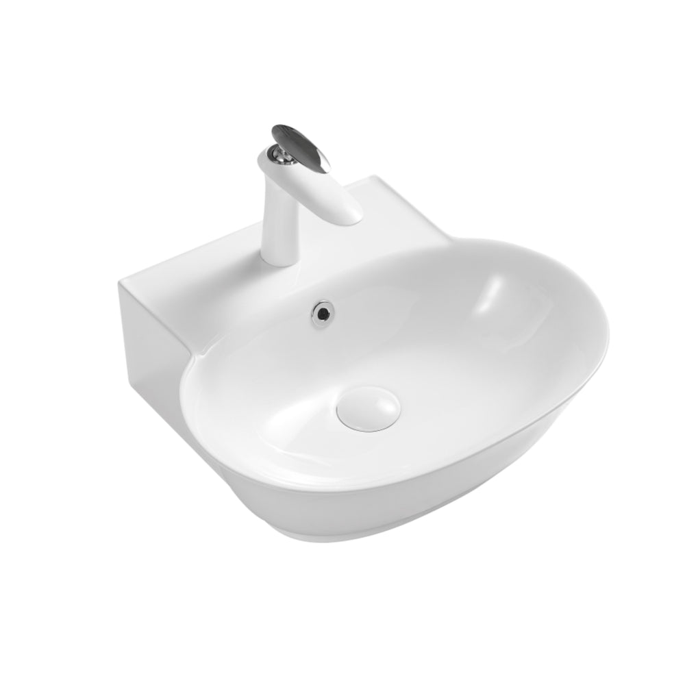 VITO WALL HUNG BASIN WITH OVERFLOW GLOSS WHITE 500MM