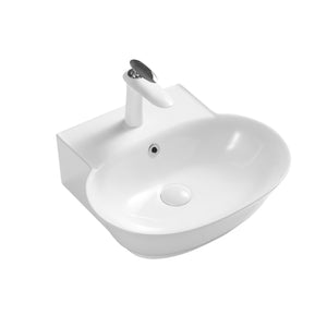 VITO WALL HUNG BASIN WITH OVERFLOW GLOSS WHITE 500MM