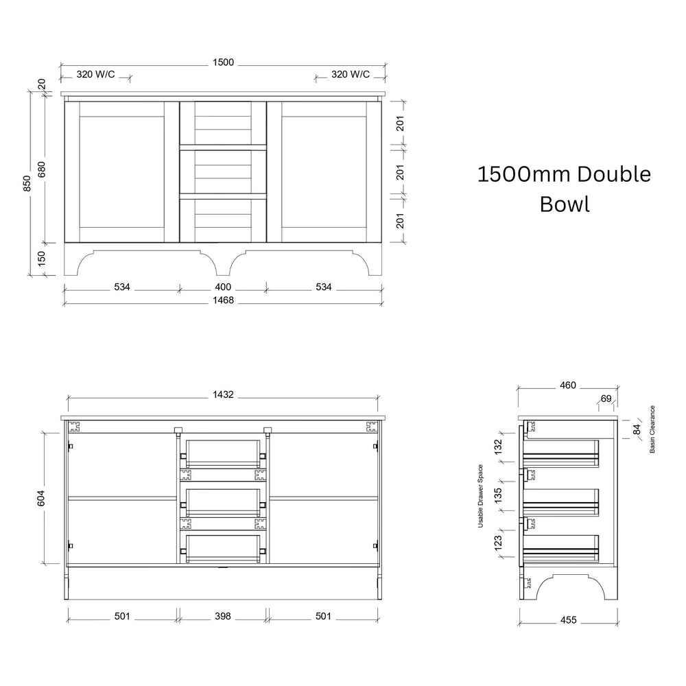 TIMBERLINE WINDSOR CUSTOM FLOOR STANDING VANITY (ALL SIZING)