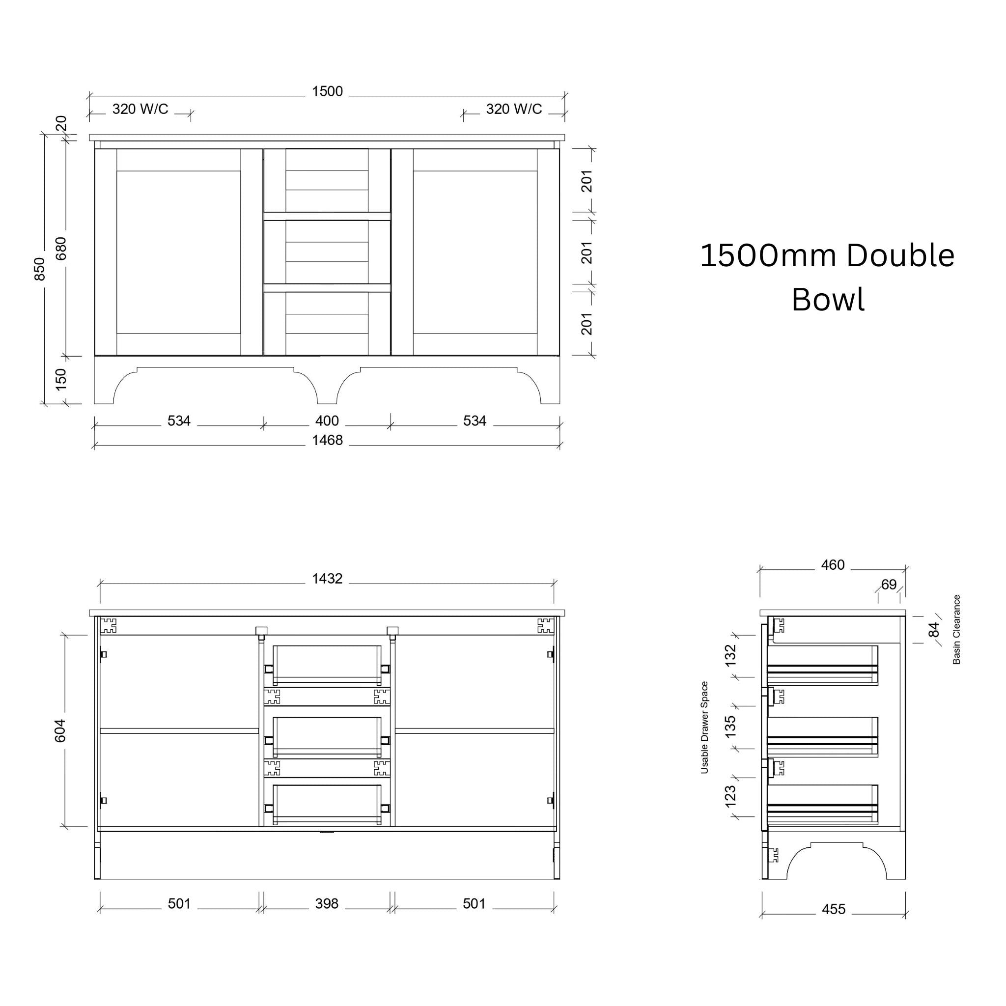 TIMBERLINE WINDSOR CUSTOM FLOOR STANDING VANITY (ALL SIZING)