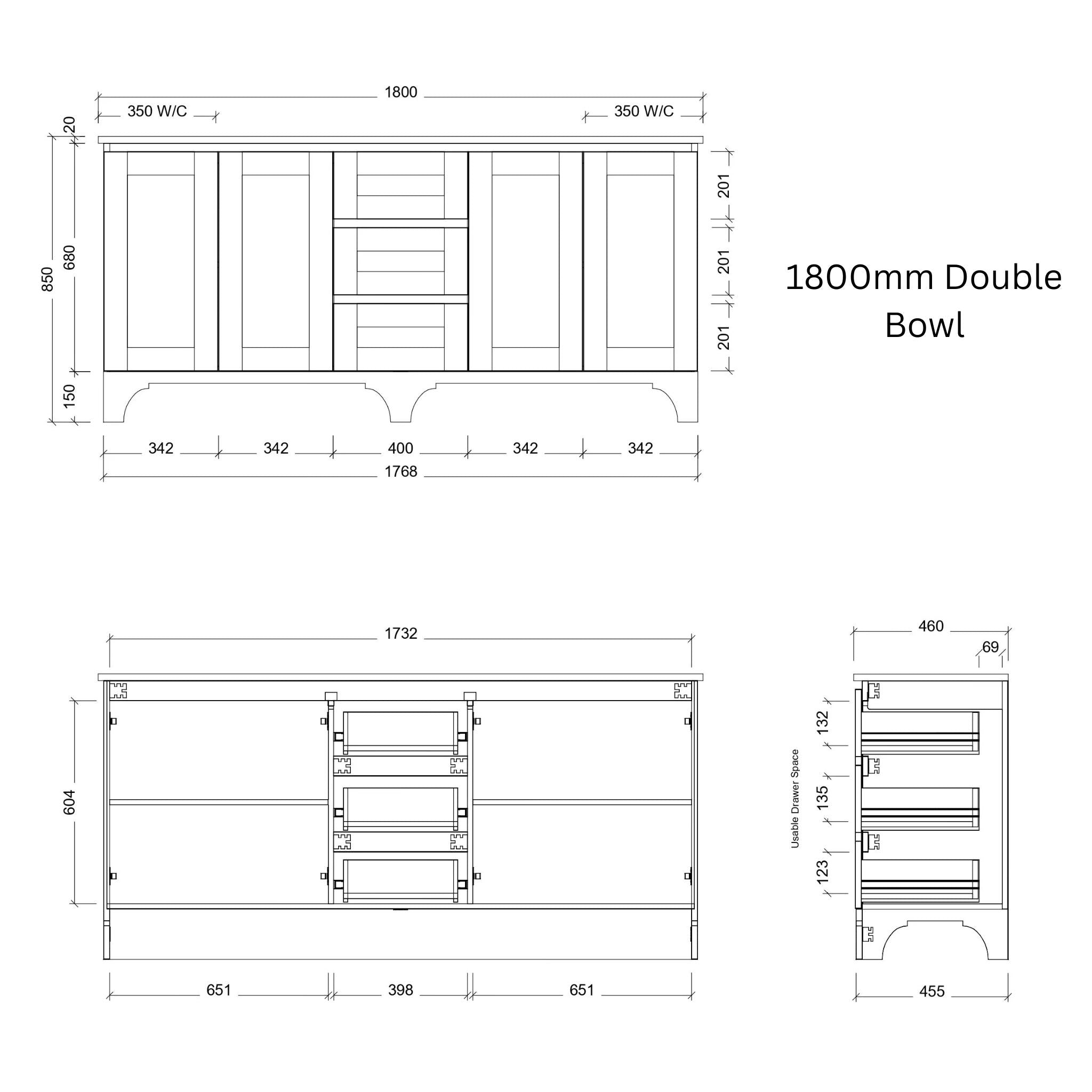 TIMBERLINE WINDSOR CUSTOM FLOOR STANDING VANITY (ALL SIZING)
