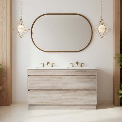 POSEIDON QUBIST WHITE OAK FREE STANDING VANITY 1490MM